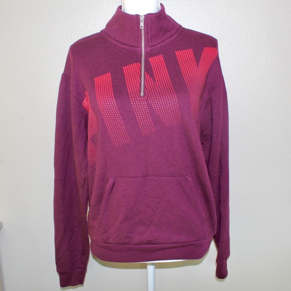 Pink Victoria Secret Maroon Colored Logo Half Zip Sweater - Size Extra Small